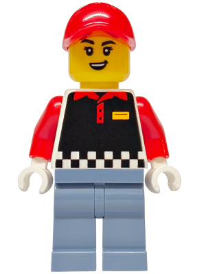 Fries Food Truck Vendor - Female, Black Vest, Sand Blue Legs, Red Cap – ГРАДСКИ