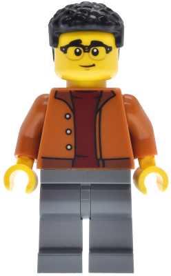 EV Supercar Driver - Male, Dark Orange Jacket, Dark Bluish Gray Legs, Black Coiled Hair – ГРАДСКИ