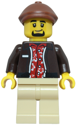 Taxi Driver - Male, Dark Brown Jacket over Red Hawaiian Shirt, Tan Legs, Reddish Brown Flat Cap – ГРАДСКИ