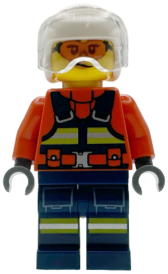 Coast Guard City - Female, Reddish Orange Jacket with Dark Blue Safety Vest and Reflective Stripes, Dark Blue Legs with Pockets and Reflective Stripes, White Helmet, Trans-Clear Visor, Safety Glasses – ГРАДСКИ
