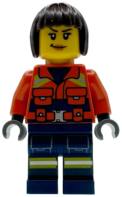 Coast Guard City - Female, Reddish Orange Jacket with Pockets and Reflective Stripes, Dark Blue Legs with Pockets and Reflective Stripes, Dark Brown Bob Cut Hair – ГРАДСКИ