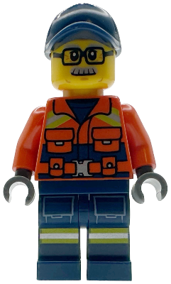 Coast Guard City - Male, Reddish Orange Jacket with Pockets and Reflective Stripes, Dark Blue Legs with Pockets and Reflective Stripes, Dark Blue Cap, Glasses and Moustache – ГРАДСКИ