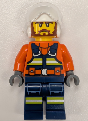 Coast Guard City Helicopter Pilot - Male, Reddish Orange Jacket with Dark Blue Safety Vest, Dark Blue Legs with Pockets and Reflective Stripes, White Flight Helmet – ГРАДСКИ