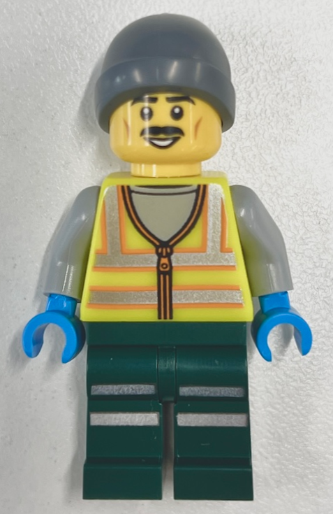 Snowplow Driver - Male, Neon Yellow Safety Vest with Reflective Stripes, Dark Green Legs with Reflective Stripes, Gray Beanie – ГРАДСКИ