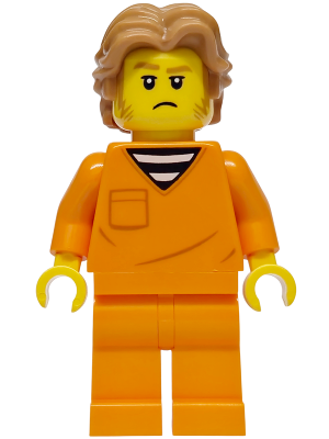 Police - City Jail Prisoner Male, Orange Prison Jumpsuit, Medium Nougat Wavy Hair, Sideburns, Orange Glasses – ГРАДСКИ
