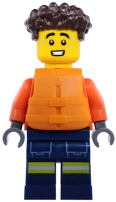 Coast Guard City - Male, Reddish Orange Jacket with Pockets and Reflective Stripes, Dark Blue Legs with Pockets and Reflective Stripes, Orange Life Jacket, Dark Brown Hair – ГРАДСКИ