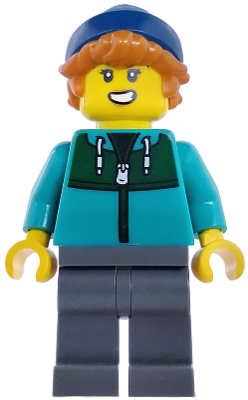 Plane Passenger - Female, Dark Turquoise Jacket with Dark Green Panel, Dark Bluish Gray Legs, Dark Blue Beanie – ГРАДСКИ