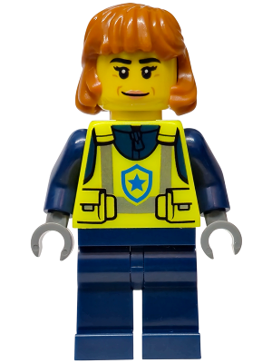Police - City Officer Female, Neon Yellow Safety Vest, Dark Blue Legs, Dark Orange Mid Length Hair,  – ГРАДСКИ
