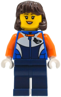 Bike Racer - Female, Racing Suit with Shark Head Logo, Dark Blue Legs, Dark Brown Hair Mid-Length – ГРАДСКИ