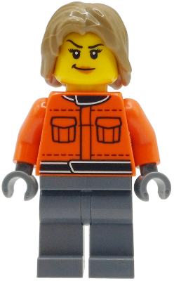 Formula 1 Pit Crew Member - Female, Reddish Orange Racing Suit with Pockets, Dark Bluish Gray Legs,  – ГРАДСКИ