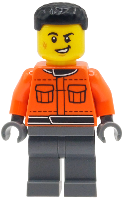 Formula 1 Pit Crew Member - Male, Reddish Orange Racing Suit with Pockets, Dark Bluish Gray Legs, Bl – ГРАДСКИ