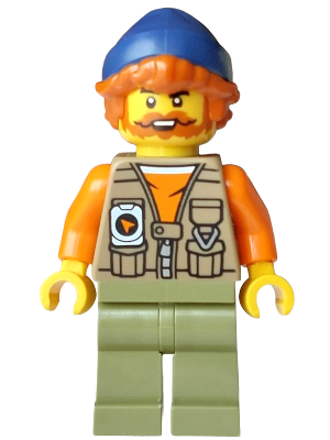 Fisherman - Dark Tan Vest over Orange Shirt, Olive Green Legs, Dark Blue Beanie, Dark Orange Hair – ГРАДСКИ