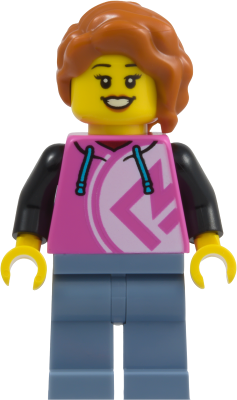 Pizza Restaurant Patron - Female, Dark Pink Hoodie, Sand Blue Legs, Dark Orange Hair – ГРАДСКИ
