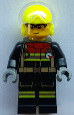 Fire - Male, Black Jacket and Legs with Reflective Stripes and Red Collar, Neon Yellow Flight Helmet – ГРАДСКИ