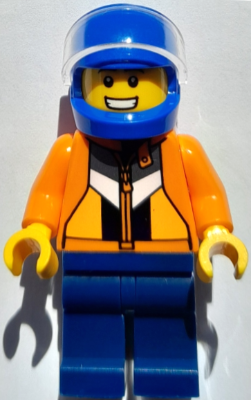 Stuntman (Jason 'Just Jason' Brickle) - Male, Orange Jacket with Panels and Zipper, Dark Blue Legs,  – ГРАДСКИ