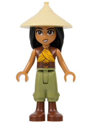 Raya - Tan Conical Hat, Yellow Top, Reddish Brown Boots, Open Mouth – ДИСНИ
