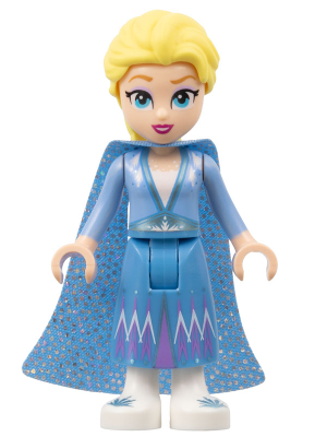 Elsa - Glitter Cape with Two Tails, Medium Blue Skirt with White Shoes, Small Open Mouth Smile – ДИСНИ