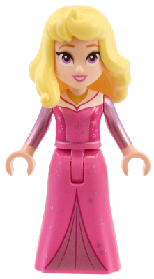 Aurora - Dark Pink Dress, Metallic Pink Sleeves, Gold Necklace, Bright Light Yellow Hair – ДИСНИ