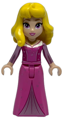 Aurora - Dark Pink Dress, Metallic Pink Sleeves, Gold Necklace, Yellow Hair – ДИСНИ