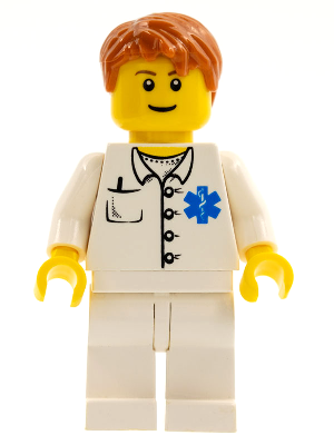 Doctor - EMT Star of Life Button Shirt, White Legs, Dark Orange Short Tousled Hair, Reddish Brown Eyebrows – ГРАДСКИ