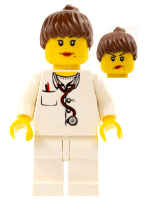 Doctor - Lab Coat Stethoscope and Thermometer, White Legs, Reddish Brown Female Ponytail Hair, Dual Sided Head – ГРАДСКИ