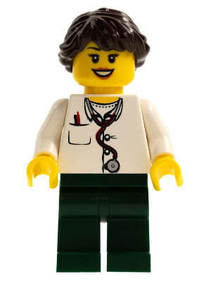Doctor - Lab Coat, Stethoscope and Thermometer, Dark Green Legs, Long French Braided Female Hair – ГРАДСКИ
