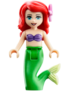 Ariel, Mermaid (Light Nougat) - Medium Lavender Shell Bra Top, Bright Green Tail, Medium Azure Eyes, Bright Pink Flower – ДИСНИ
