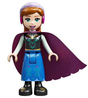 Anna - Blue Skirt, Black Boots and Black Top, Light Aqua Sleeves and Windswept Magenta Cape – ДИСНИ