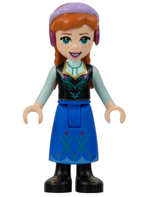 Anna - Blue Skirt, Black Boots and Black Top, Light Aqua Sleeves without Cape – ДИСНИ