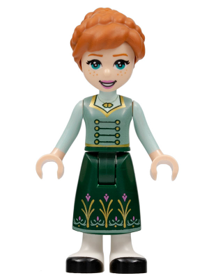 Anna - Dark Green Skirt with Flowers, Sand Green Vest, Light Aqua Sleeves – ДИСНИ
