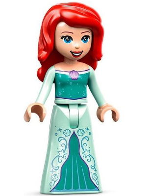 Ariel, Human (Light Nougat) - Light Aqua Dress with Stars, Medium Lavender Shell, Dark Purple Trim, Red Hair with Right Side Part – ДИСНИ