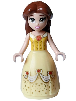 Belle - Dress with Red Roses, no Sleeves, Dark Pink Lips, Open Mouth, Long Eyelashes – ДИСНИ