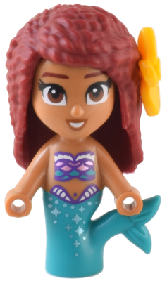 Ariel, Mermaid (Medium Nougat) - Micro Doll, Bright Light Orange Flower – ДИСНИ
