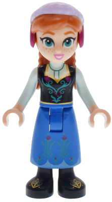 Anna - Blue Skirt, Black Boots and Black Top, Light Aqua Sleeves, Narrow Smile – ДИСНИ