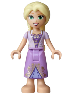 Rapunzel (Medium Tan) - Mini Doll, Lavender Top, Medium Lavender Dress, Bright Pink Flower, Gold Bow – ДИСНИ