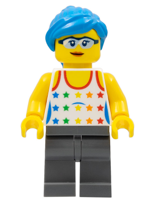 Female, Tank Top with Colored Stars, Dark Bluish Gray Legs, Dark Azure Hair – ОБУЧИТЕЛНИ