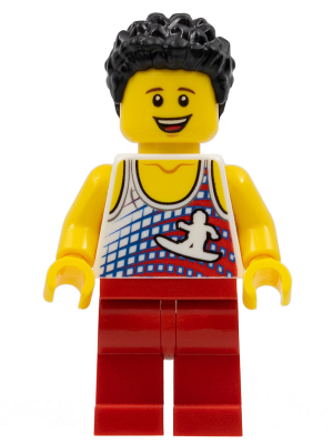 Male, Tank Top with Surfer Silhouette, Red Legs, Black Hair – ОБУЧИТЕЛНИ