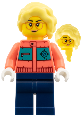 Arctic Explorer Photographer - Female, Coral Jacket, Dark Blue Legs, Bright Light Yellow Long Hair – ОБУЧИТЕЛНИ