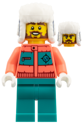 Arctic Explorer - Coral Jacket, Dark Turquoise Legs, Dark Blue Ushanka Hat – ОБУЧИТЕЛНИ