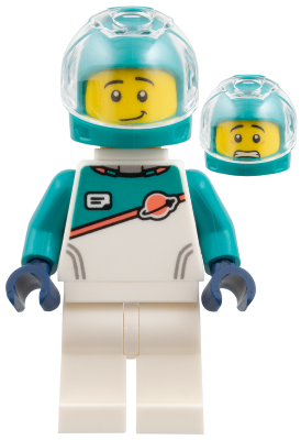 Astronaut - White Spacesuit with Dark Turquoise Panel and Sleeves, Dark Turquoise Helmet – ОБУЧИТЕЛНИ