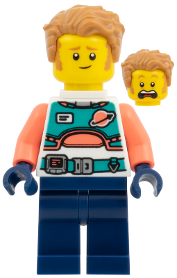 Astronaut - Spacesuit with Dark Blue Legs, Coral Arms, Medium Nougat Hair – ОБУЧИТЕЛНИ