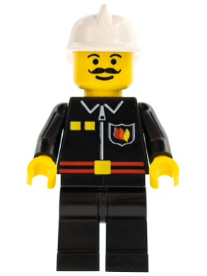 Fire - Flame Badge and 2 Buttons, Black Legs, White Fire Helmet – ГРАДСКИ