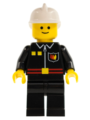 Fire - Flame Badge and 2 Buttons, Black Legs, White Fire Helmet, Black Legs, Smile – ГРАДСКИ