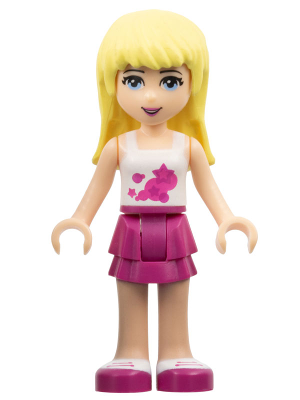 Friends Stephanie - Magenta Layered Skirt, White Halter Top with Circles and Stars – ПРИЯТЕЛИ