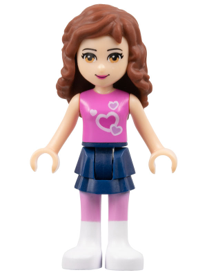 Friends Olivia (Light Nougat) - Dark Blue Layered Skirt, Dark Pink Top with Hearts – ПРИЯТЕЛИ