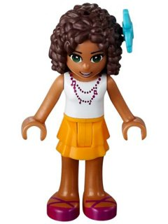 Friends Andrea - Bright Light Orange Layered Skirt, White Top with Necklace with Music Notes, Flower – ПРИЯТЕЛИ