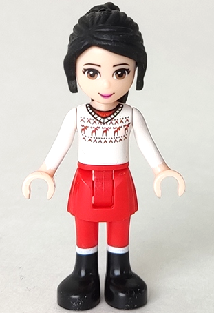 Friends Lily - Red Skirt and Leggings, White Fair Isle Sweater with Moose – ПРИЯТЕЛИ