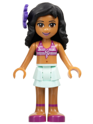 Friends Kate - Light Aqua Layered Skirt, Magenta Bikini Top, Dark Purple Flower – ПРИЯТЕЛИ