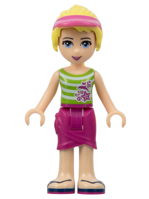 Friends Stephanie - Magenta Wrap Skirt, Green Top with White Stripes, Hair with Visor – ПРИЯТЕЛИ