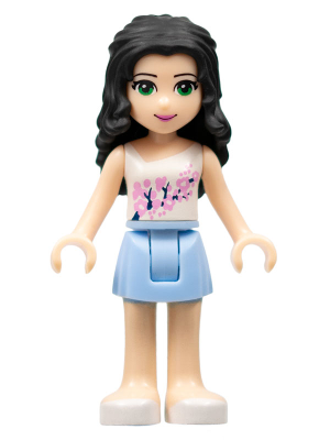 Friends Emma - Bright Light Blue Skirt, White Top with Pink Flowers – ПРИЯТЕЛИ